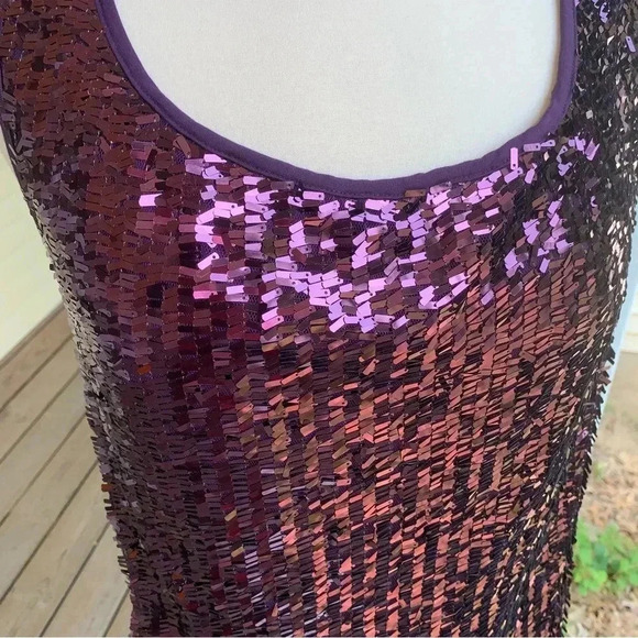 DS By Debbie Shuchat Tank Sleeveless Sequin High Neck Blouse M Purple Swiftie - Picture 2 of 10